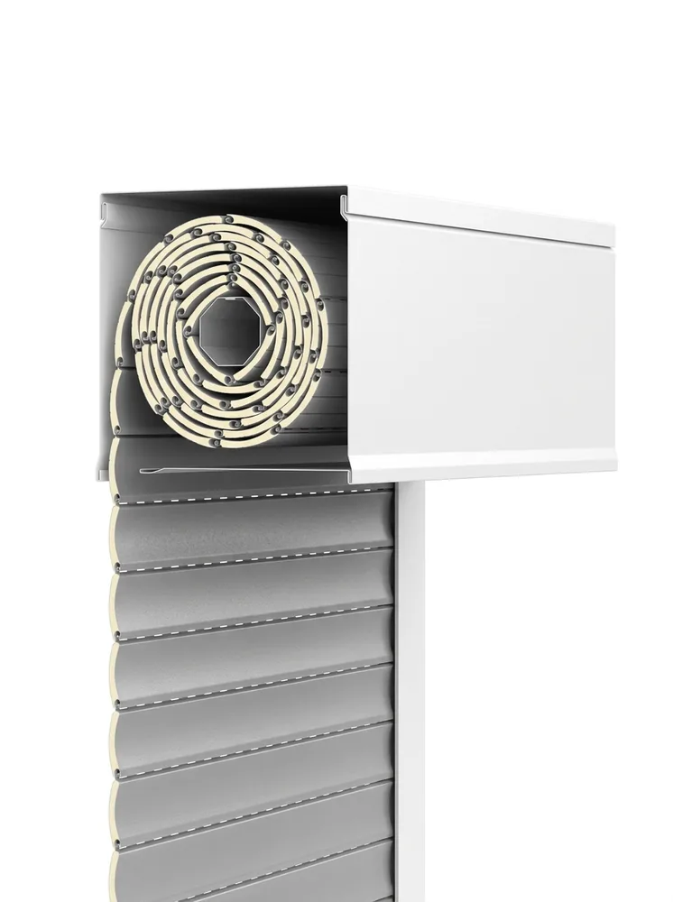 Cajón compacto exterior de aluminio motorizado color blanco
